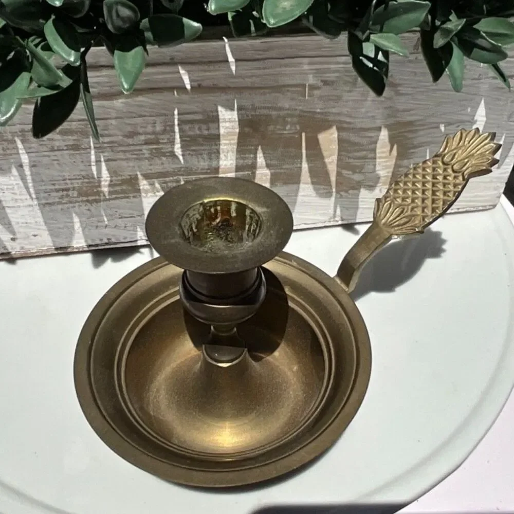 Brass candlestick pineapple handle beautiful vintage brass candle holder